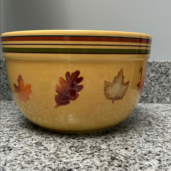 Harvest Autumn Leaf Design Fall Ceramic Large Mixing Bowl - Picture 2 of 7